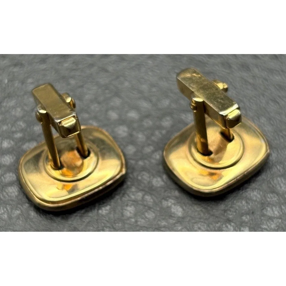 Vintage Anson Roman Soldier Cameo Profile Cufflinks Two Tone Gold Tone